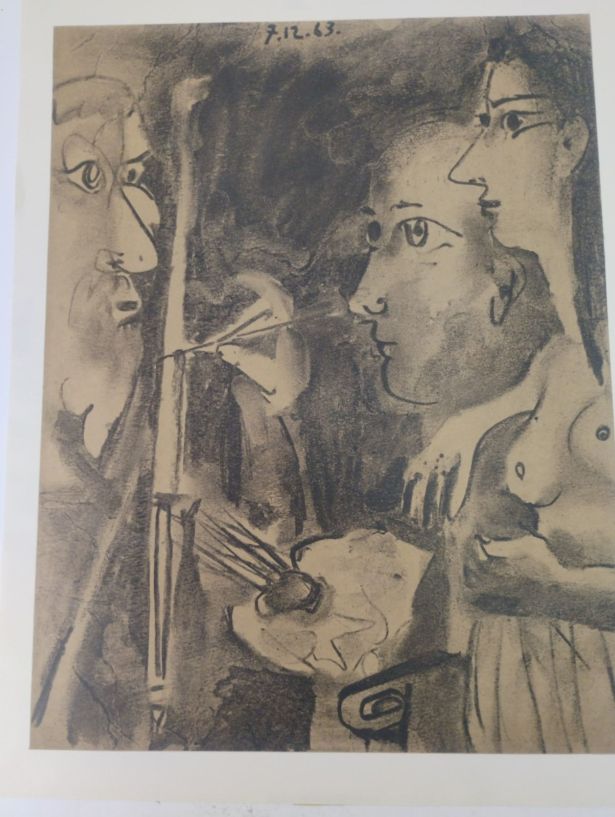 Pablo Picasso 1964 Lithograph Le Peintre et son Modele Vintage Art Print 15x11
