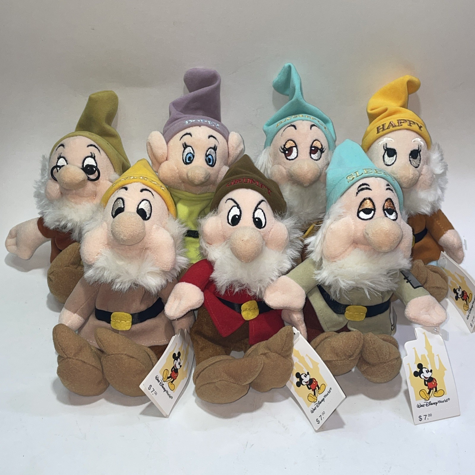 NWT Retired VTG Disney Snow White’s 7 Seven Dwarfs 8” Mini Bean Bag Beanie Baby