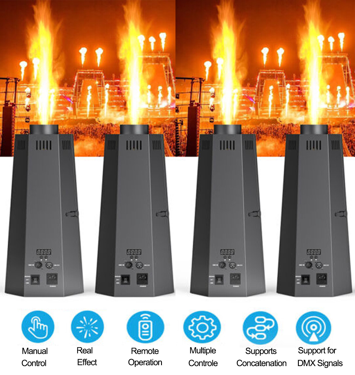 1/2/4× 200W Fire Thrower Flame Machine Projector Stage Effect Disco Concert Show