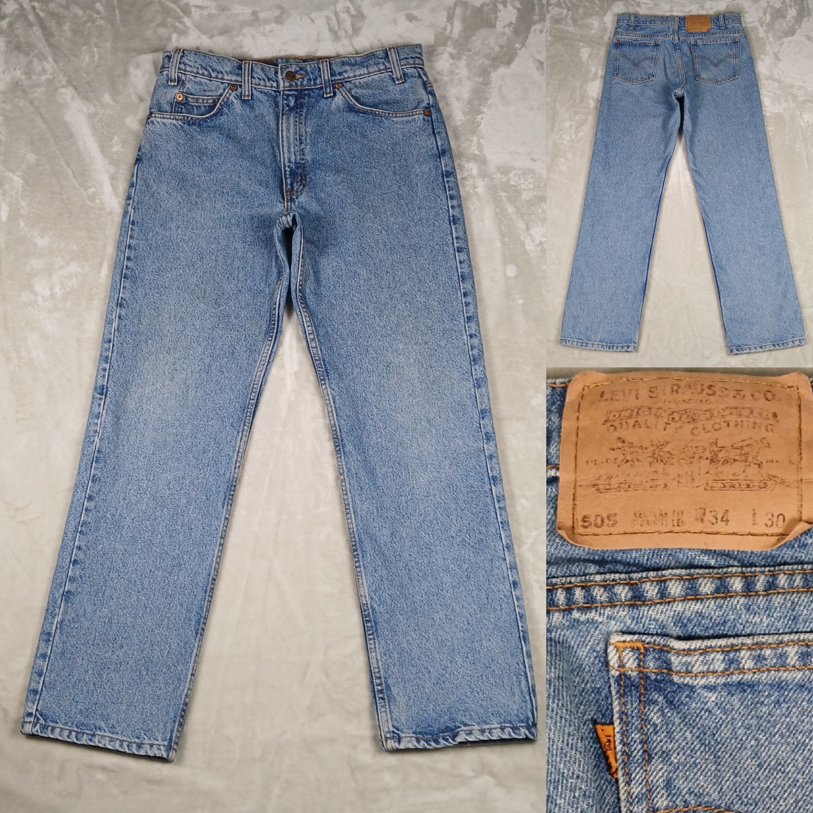 Vintage Levi\'s 505 Jeans 32x30 Men\'s Tagged 34x30 Orange Tab