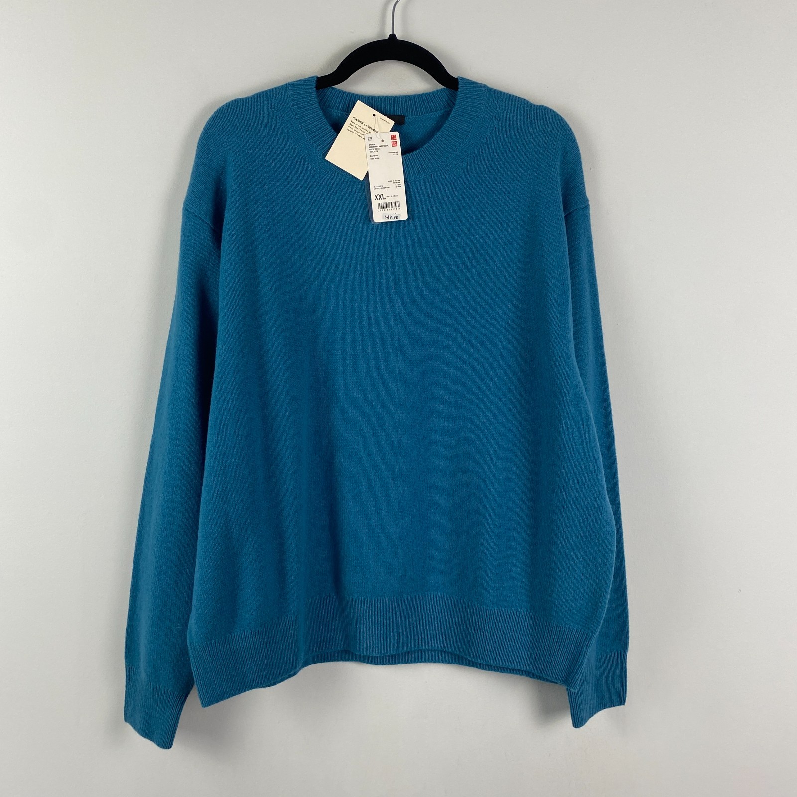 Uniqlo Premium Lambswool Crew Neck Long-Sleeve Sweater Size XXL Blue Crew Neck