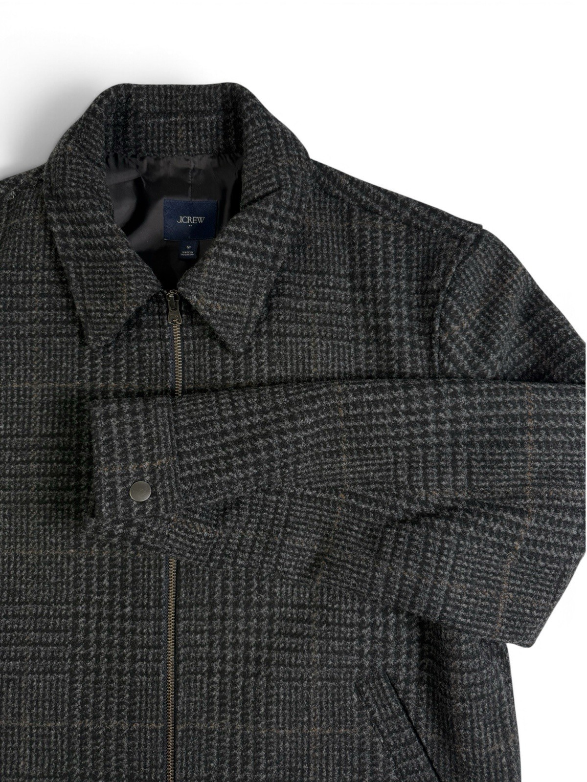 J.Crew Men’s M Wool Blend Work Jacket Charcoal Glen Plaid CP427 NWOT