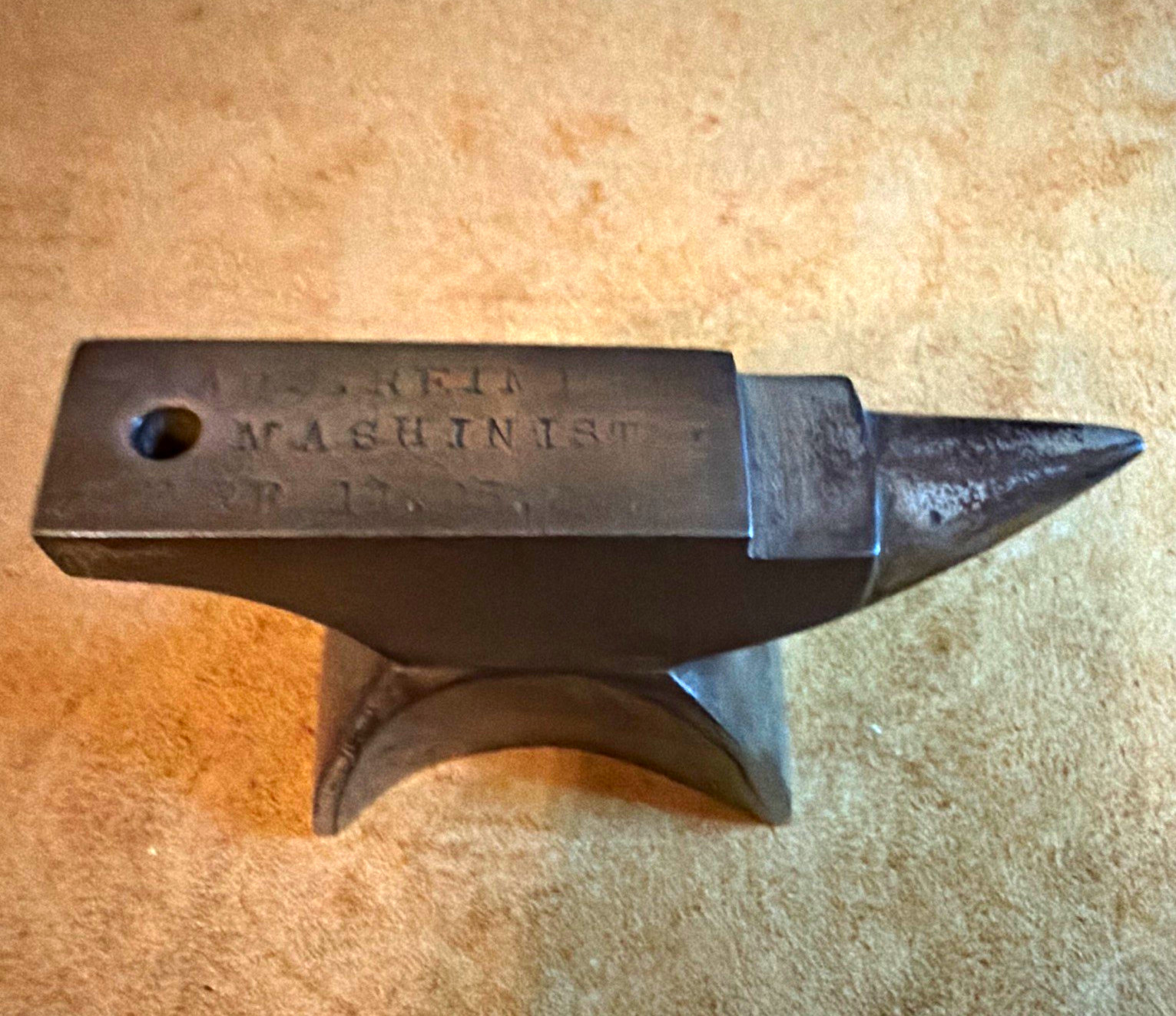 Antique Machinist Miniature Anvil Blacksmithing Stake Tool w/ Stamped Text Antique Machinist Miniature Anvil Blacksmithing Stake Tool w/ Stamped Text