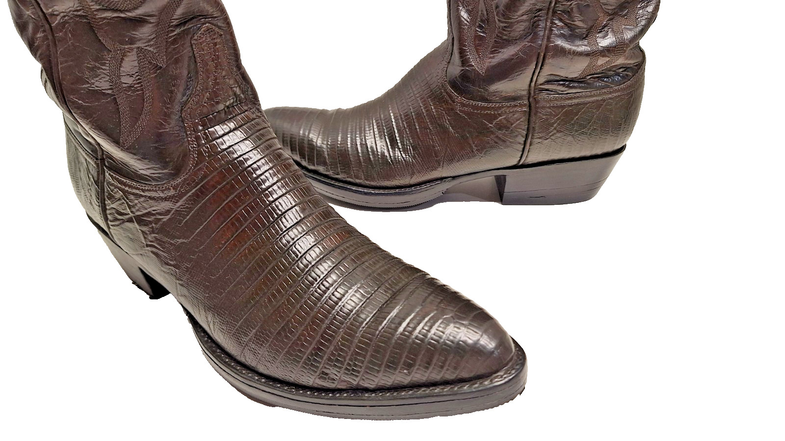 VTG Lucchese San Antonio Teju Lizard Cowboy Boots Men 9 D Color Chocolate VTG Lucchese San Antonio Teju Lizard Cowboy Boots Men 9 D Color Chocolate