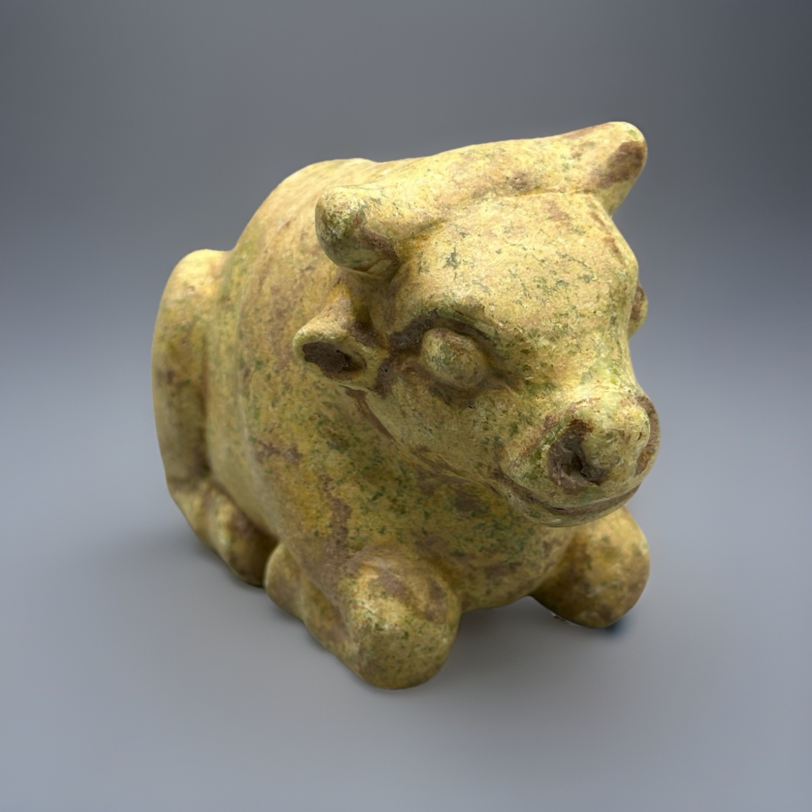 Ancient Central Asian Roman Greek Civilization Depicted Calf Recumbent Position