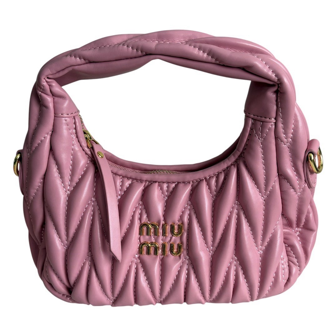 Miu Miu Pink Matelasse Quilted Mini Top Handle Bag w/ Zip, Strap & Dust Bag