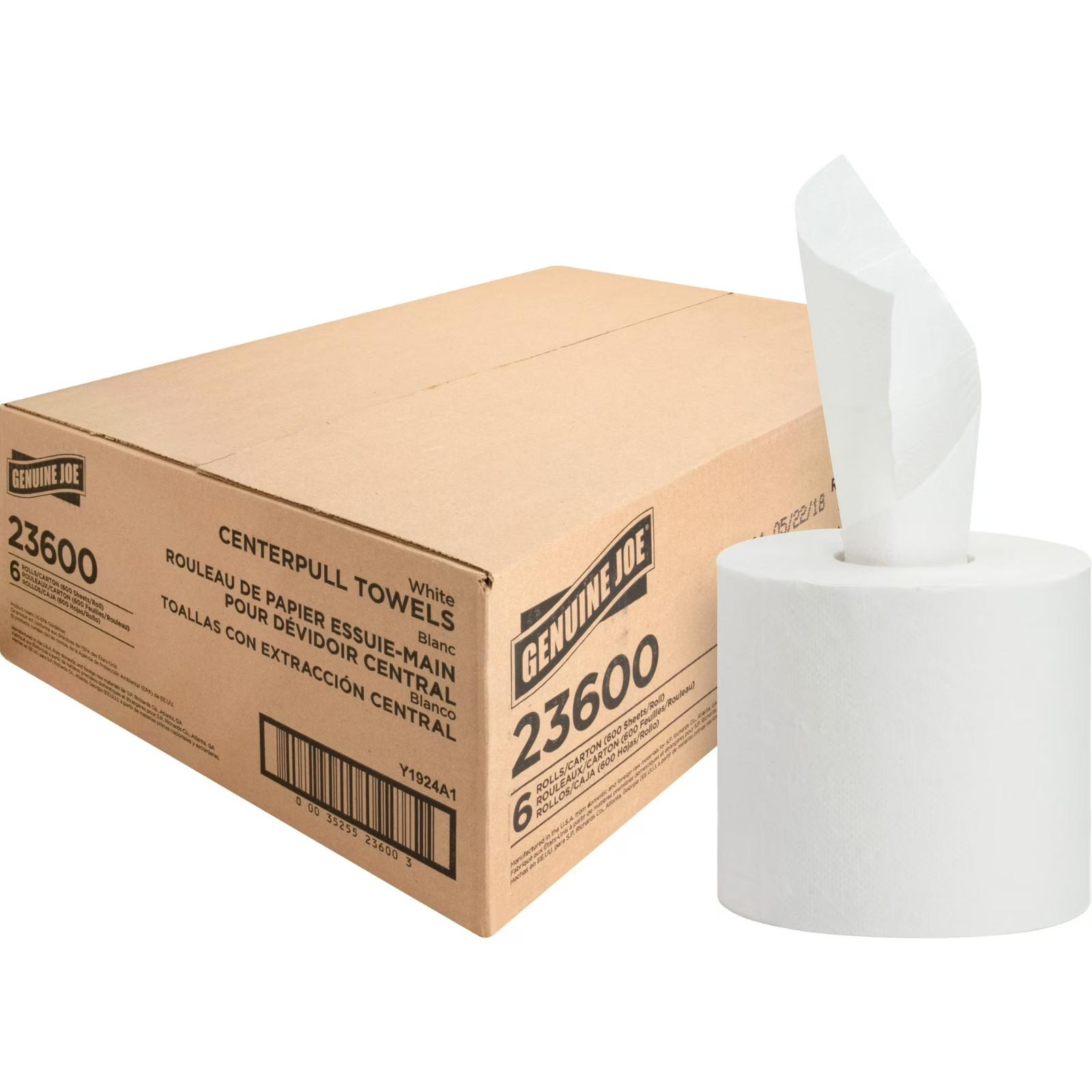 Genuine Joe Solutions Center Pull Paper Towel, White, 600 Sheets Genuine Joe Solutions Center Pull Paper Towel, White, 600 Sheets