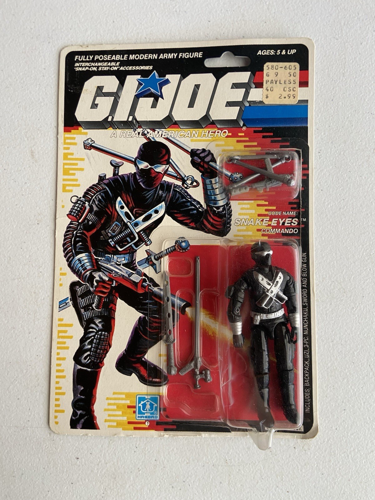 1988 Snake Eyes V3 Commando Carded Figure GI Joe 34 Back Vintage Hasbro New 1988 Snake Eyes V3 Commando Carded Figure GI Joe 34 Back Vintage Hasbro New