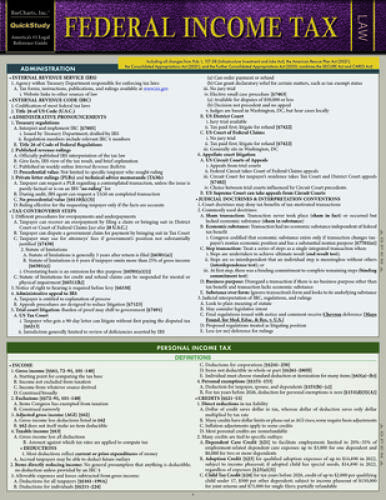 Federal Income Tax: a Quickstudy Laminated Law Guide (BAR Exam) - VERY GOOD