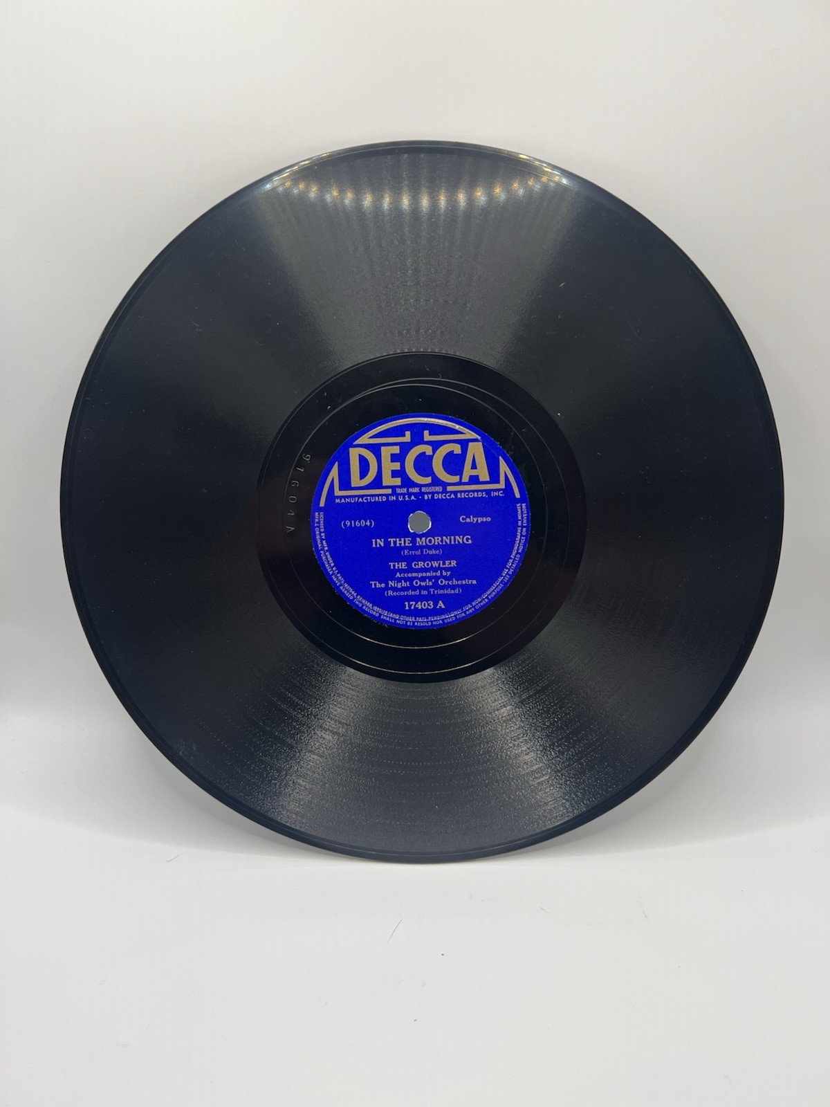 1939 Pre-War Calypso 78 RPM Decca 17403 The Growler / The Lion Trinidad E