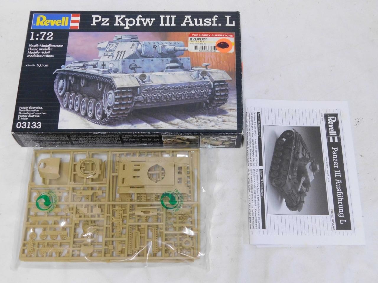1/72 Revell WWII German Pz Kpfw III Ausf L Tank Plastic Model Kit Complete 03133