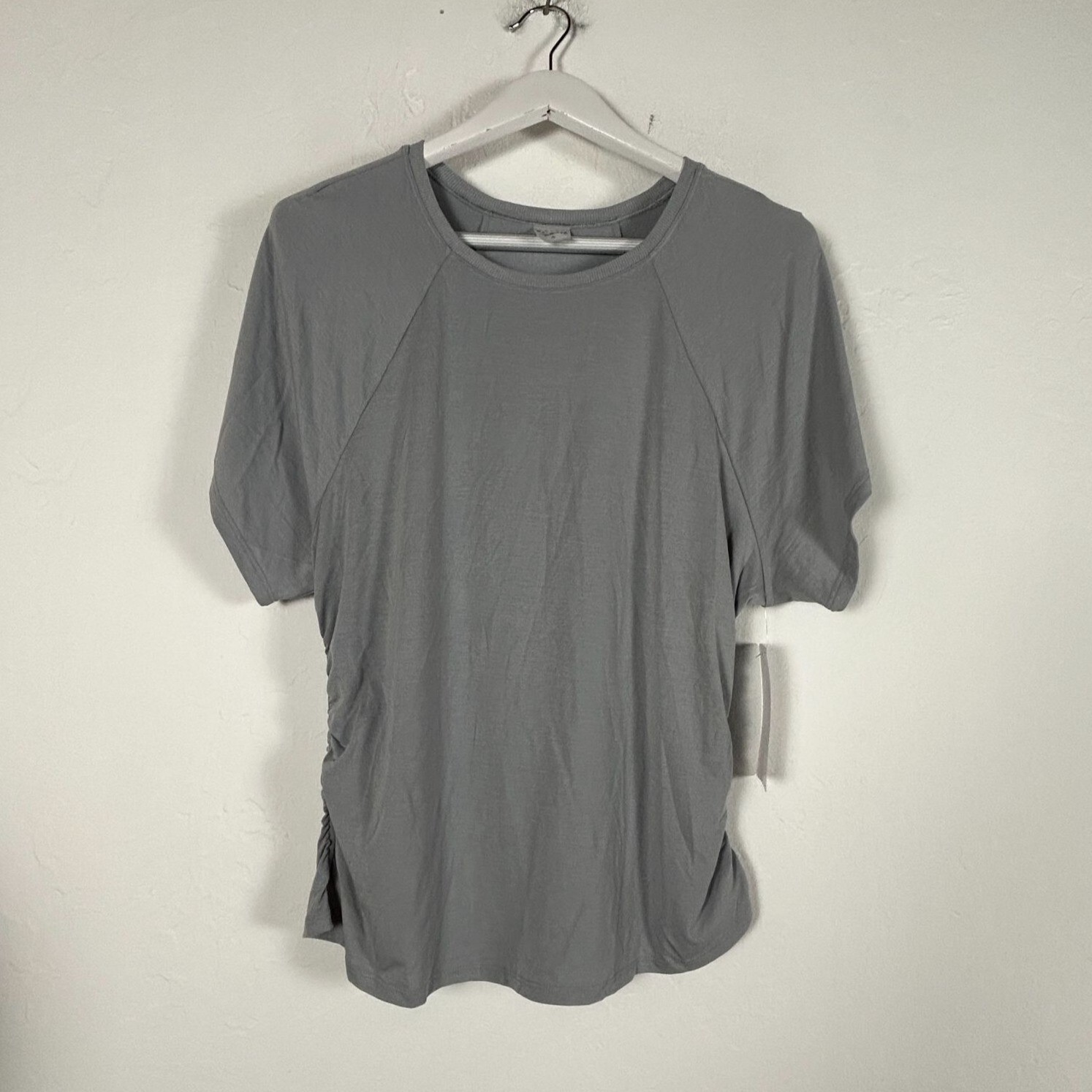 Athleta Women With Ease Cinch Tee Medium Short Sleeve Breathable Gray Active New