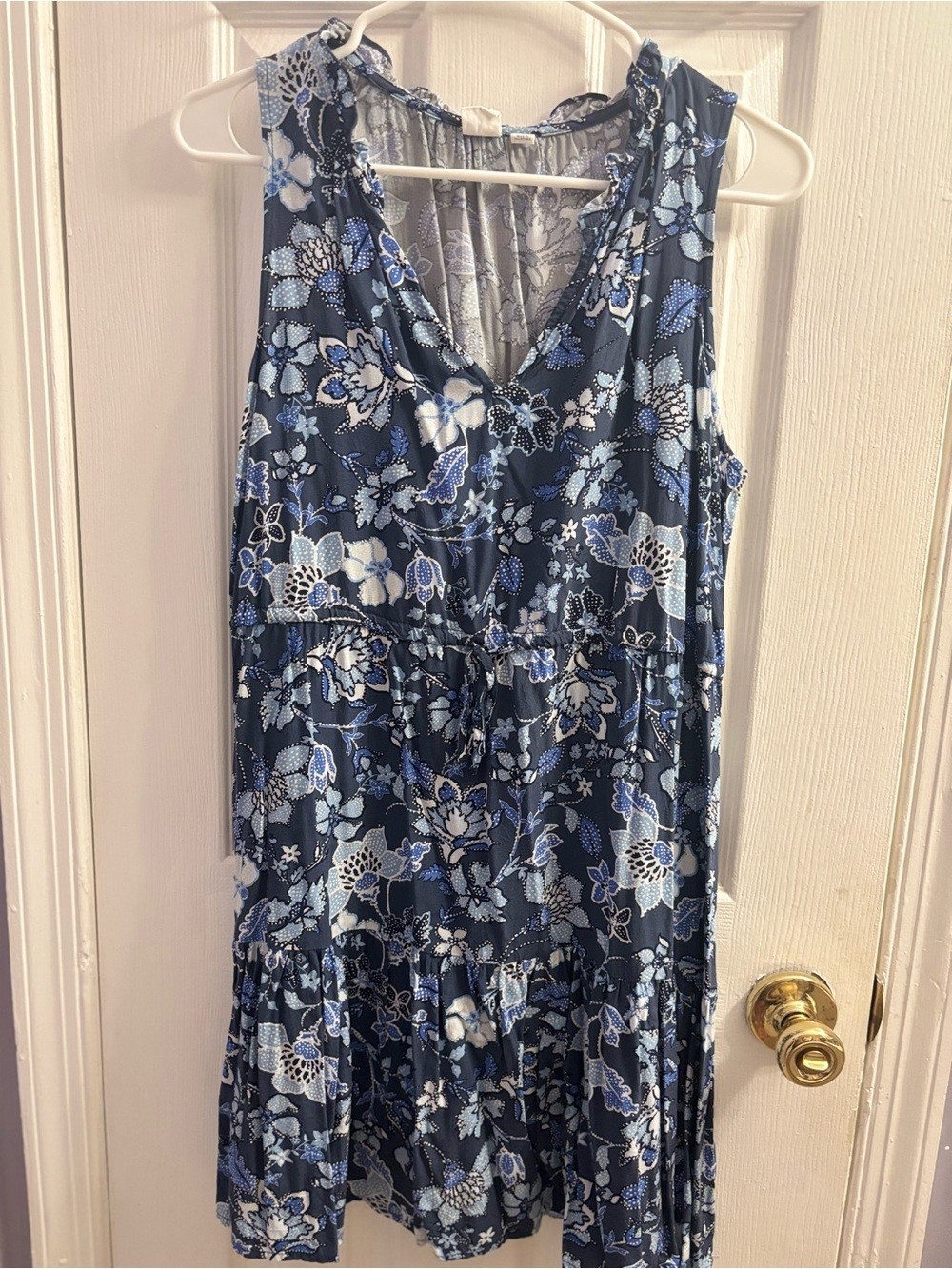 GAP Blue Floral Ruffle-Trim Dress