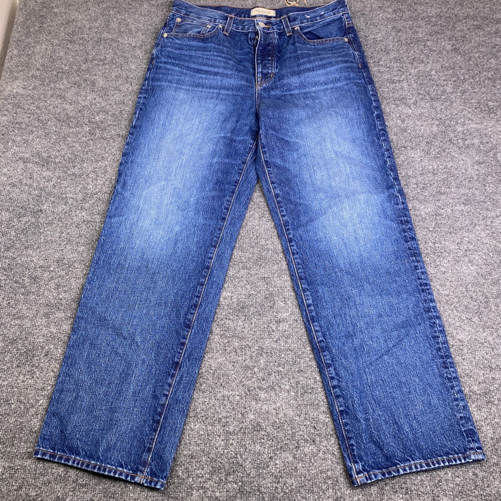 Madewell Low-Slung Straight Jeans Blue Denim Button Fly NM210 DM7111 Size 29 Madewell Low-Slung Straight Jeans Blue Denim Button Fly NM210 DM7111 Size 29
