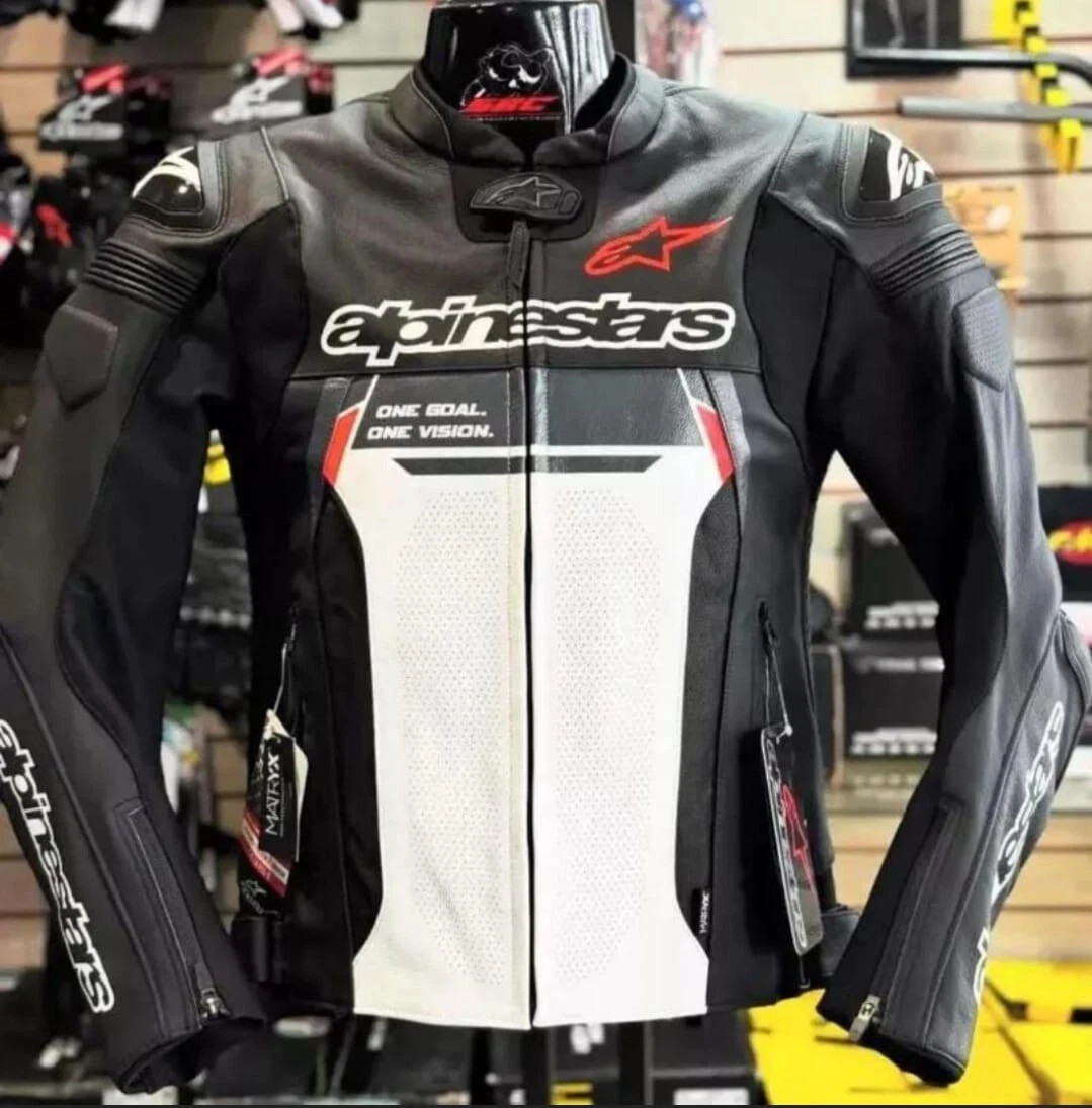 New Alpinestars MotoGP Racing Leather Jacket -  Motorcycle Biker leather Jacket