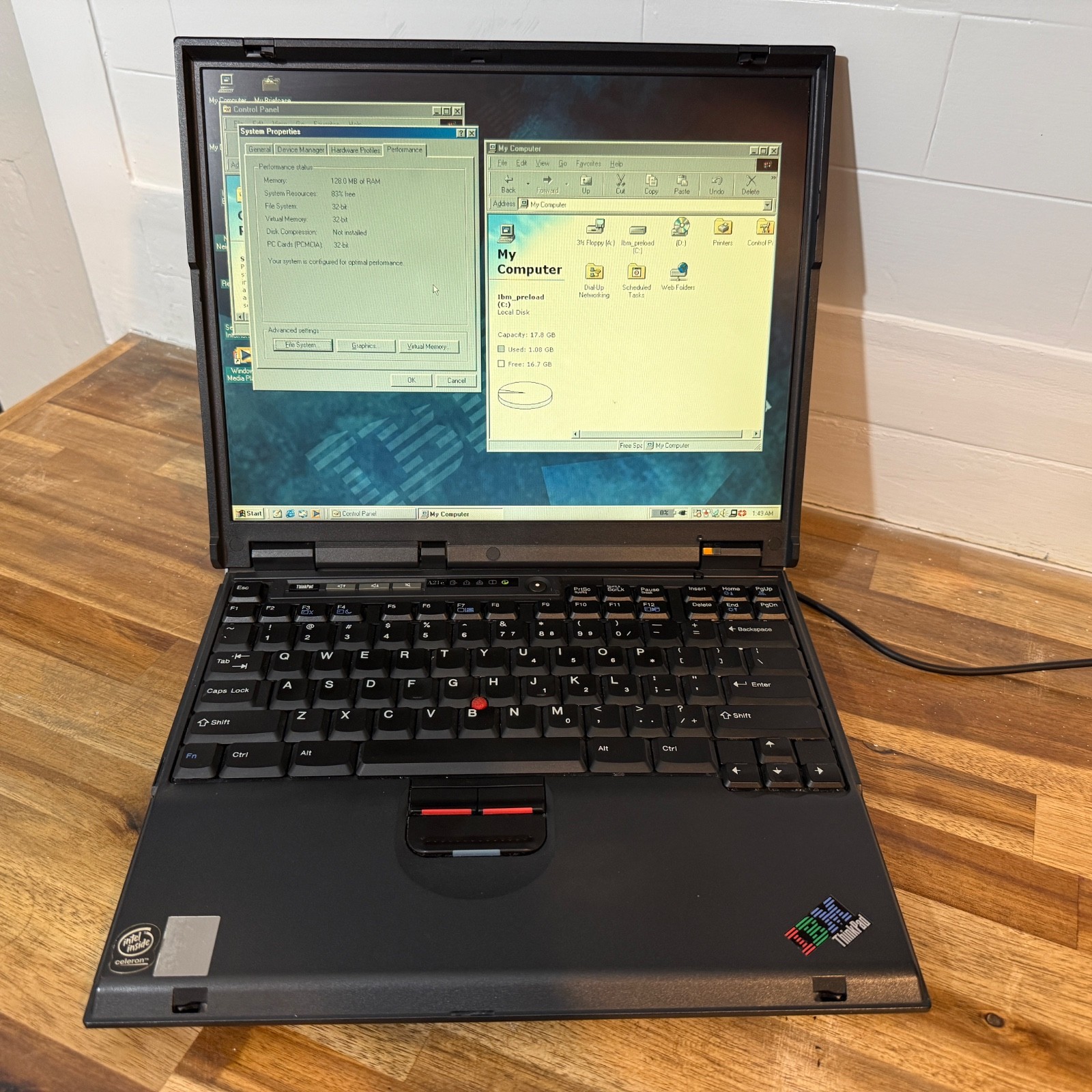 Vintage IBM Laptop Thinkpad A21e Windows 98 WORKING + Adapter *BAD BATTERY - #16