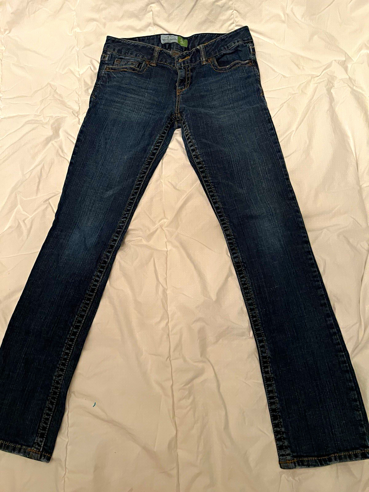 Aéropostale Women\'s Skinny Jeans Blue Solid Denim Size 10 Regular 5-Pocket