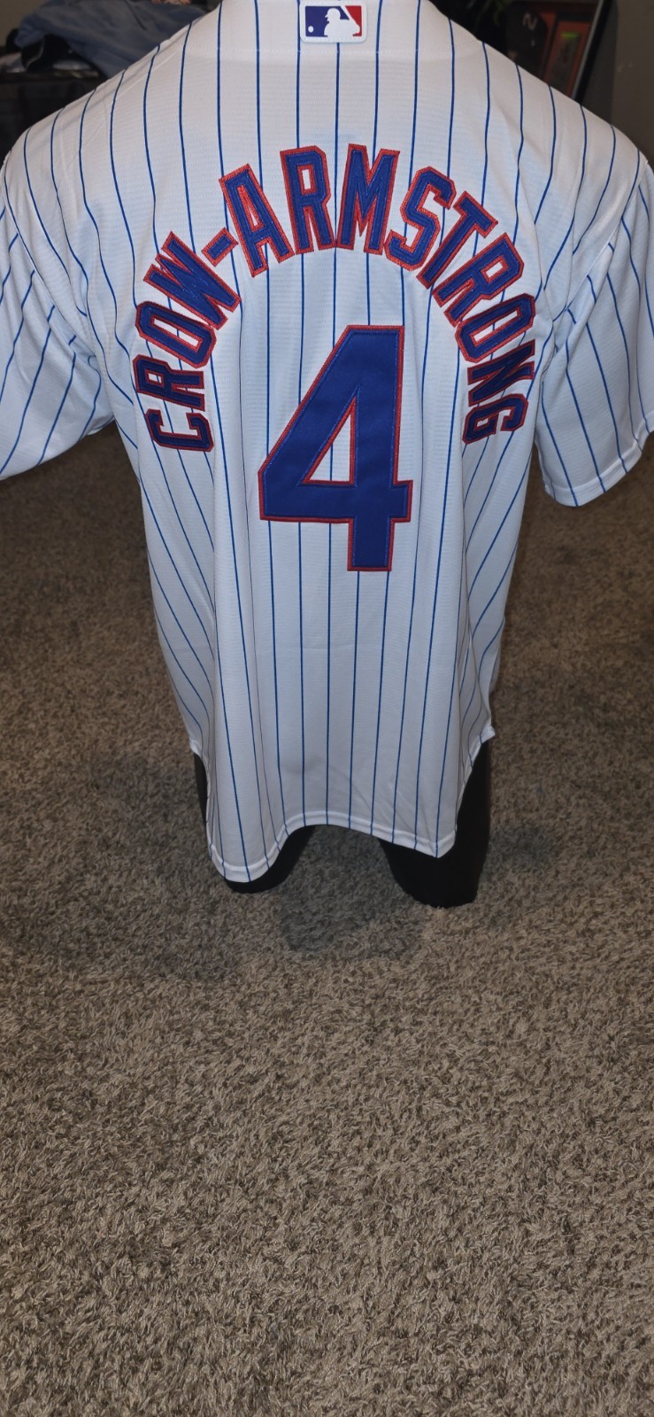 Pete Crow-Armstrong Chicago Cubs White Pinstripe Double Stitched Fan Apparel MED