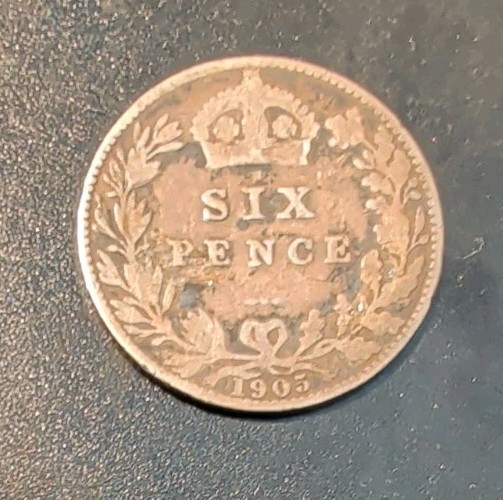 1905 British 6 Pence Coin 1905 British 6 Pence Coin
