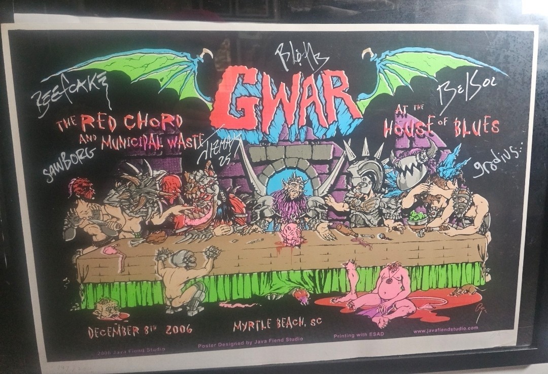 GWAR House of Blues Silkscreen · 2006 • Full Current Roster Autographs RARE HTF 