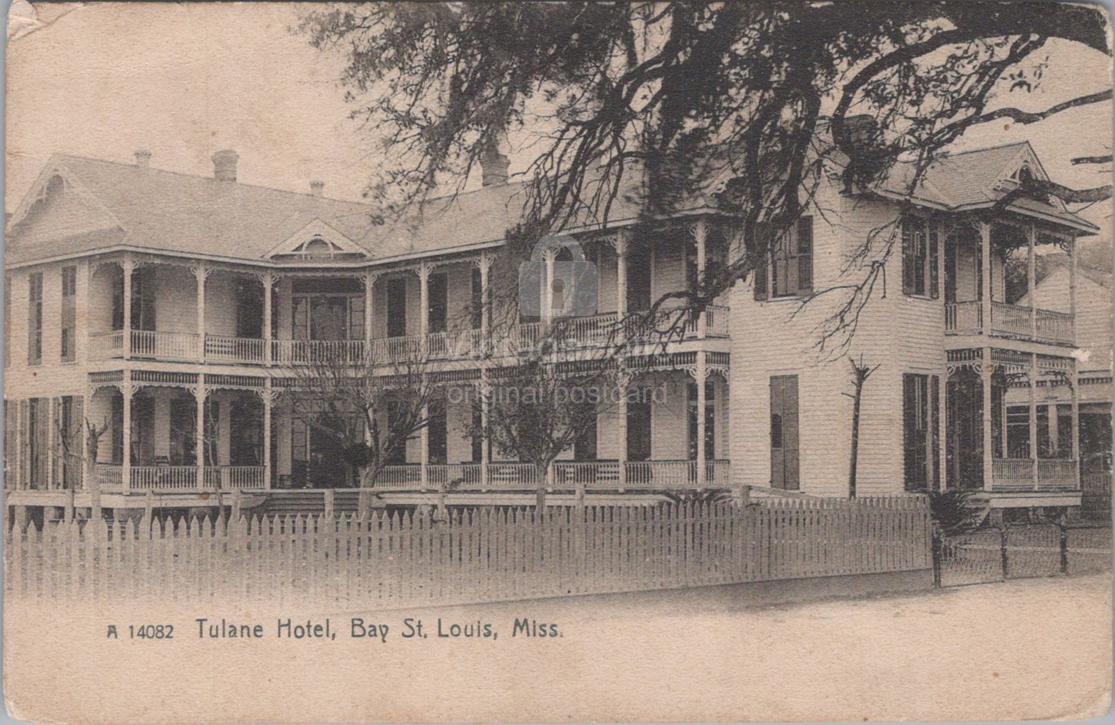 Tulane Hotel Bay St Louis Mississippi MS Architecture Rotograph 1908 Postcard