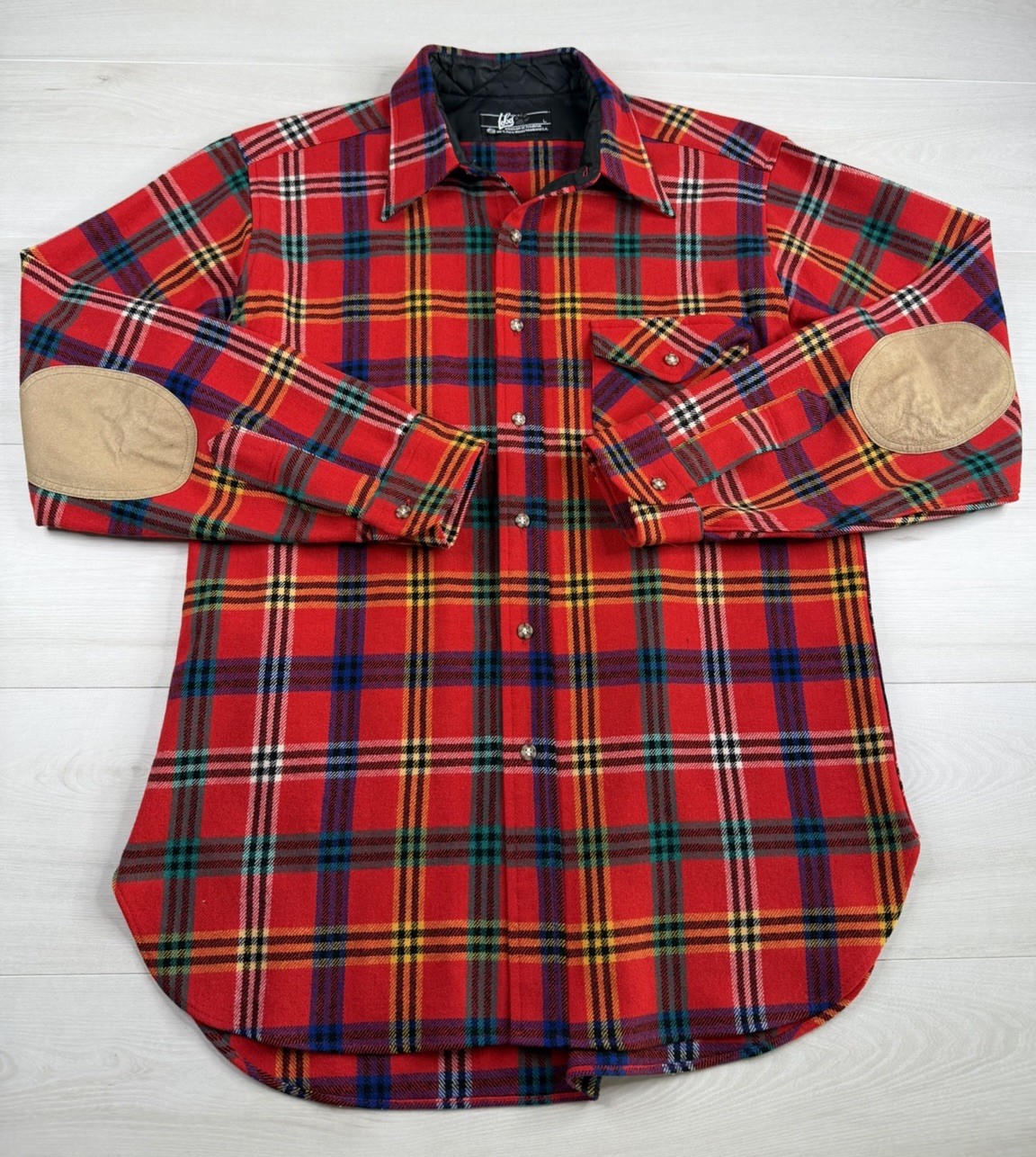 Vtg Pendleton Lobo Wool Plaid Flannel Shirt Red Button Up 70s USA Made Mens L
