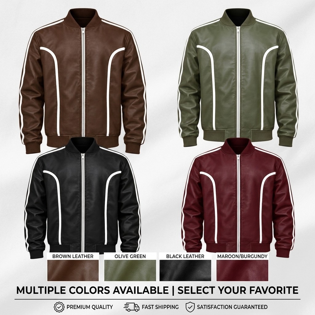 Men\'s Lambskin Leather Bomber Jacket | Vintage Racing Jacket