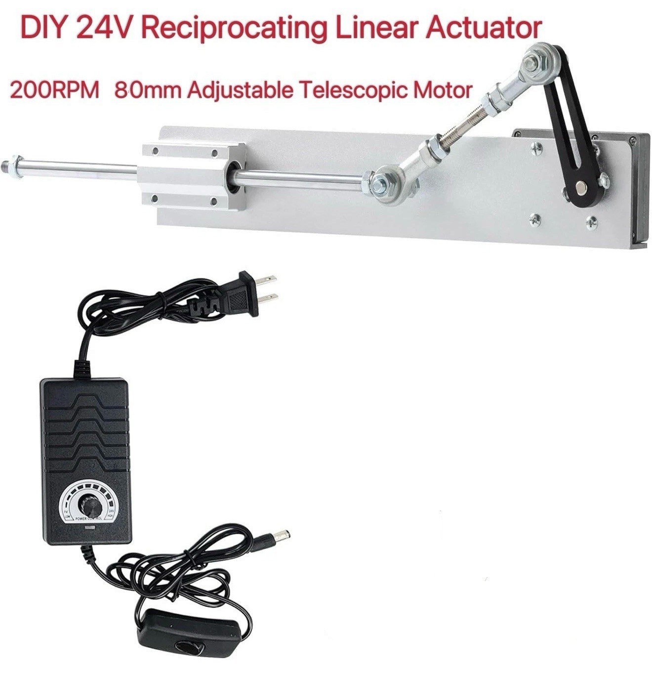 DIY 24V Reciprocating Linear Actuator 200RPM 80mm Adjustable Telescopic Motor DIY 24V Reciprocating Linear Actuator 200RPM 80mm Adjustable Telescopic Motor