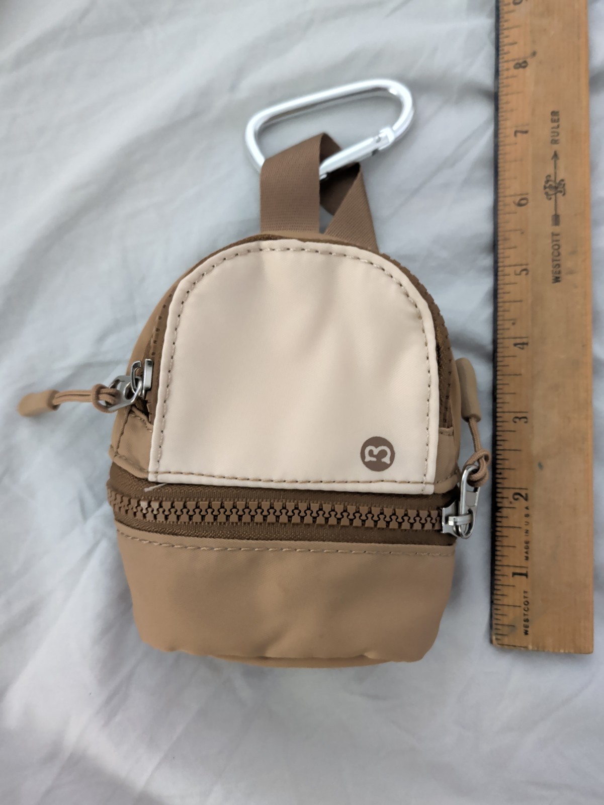 Lululemon City Adventurer Backpack Nano - Brown Canvas Mini Keychain Bag Pouch
