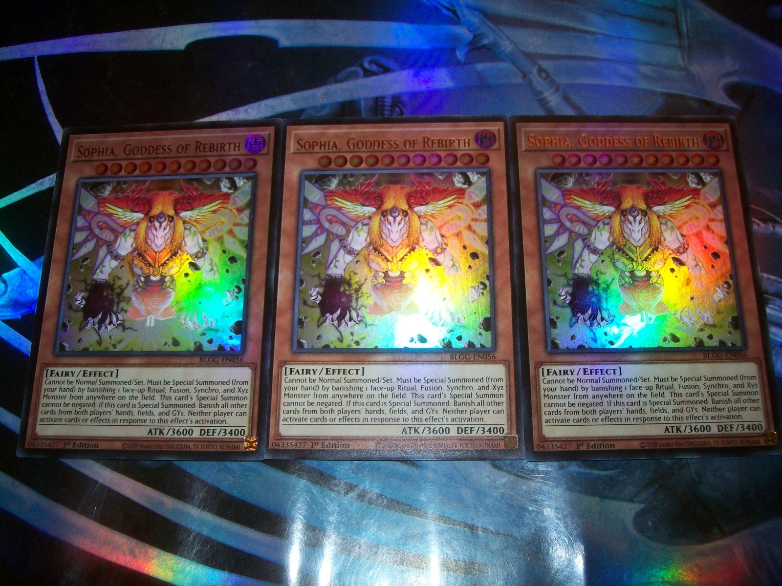 3x Sophia, Goddess of Rebirth 1st Edition Ultra Rare BLGG-EN056 Yu-Gi-Oh