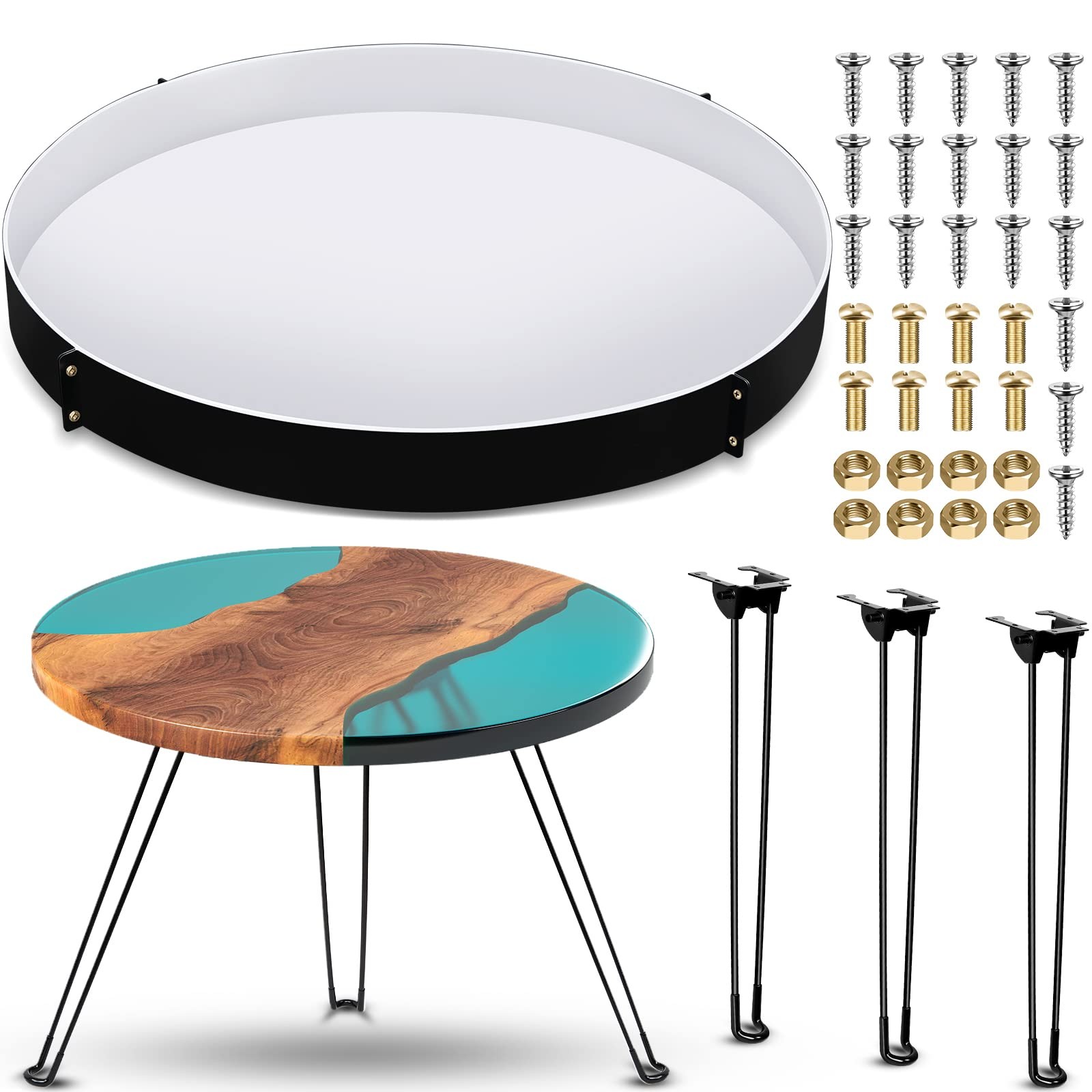 Lallisa 24 Inch Extra Large Resin Table Molds Round Epoxy Black