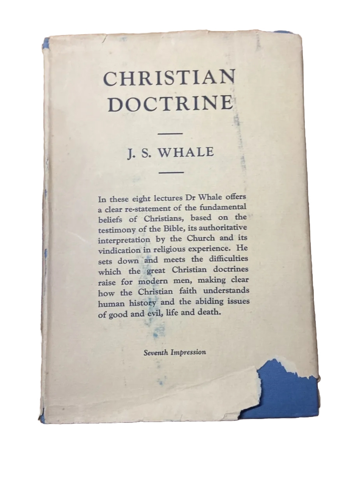 J. S. Whale CHRISTIAN DOCTRINE 7th Impression 1952 J. S. Whale CHRISTIAN DOCTRINE 7th Impression 1952