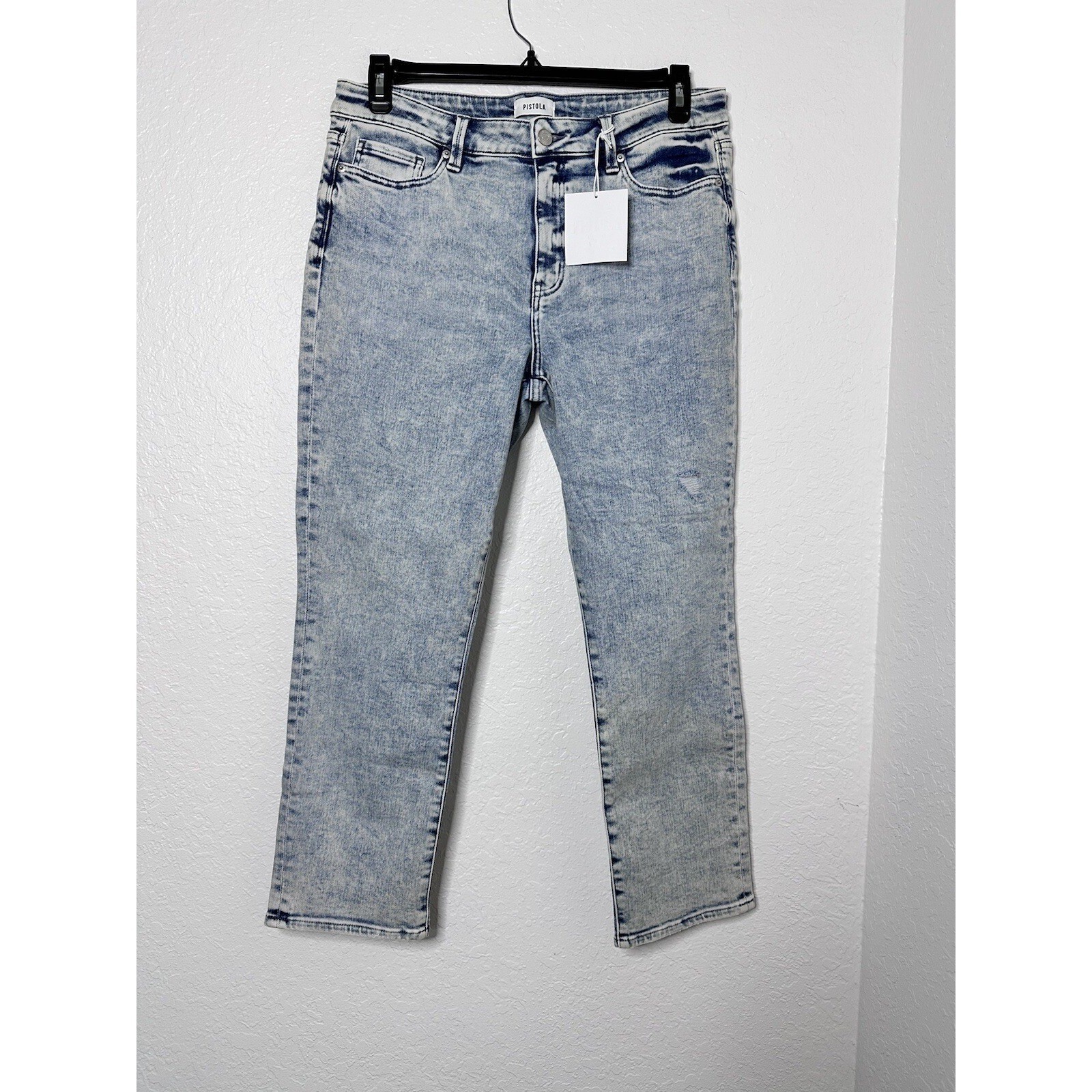 Pistola Light Wash High Rise Straight Leg Size 32 Cropped Blue Jeans NWT Stretch Pistola Light Wash High Rise Straight Leg Size 32 Cropped Blue Jeans NWT Stretch