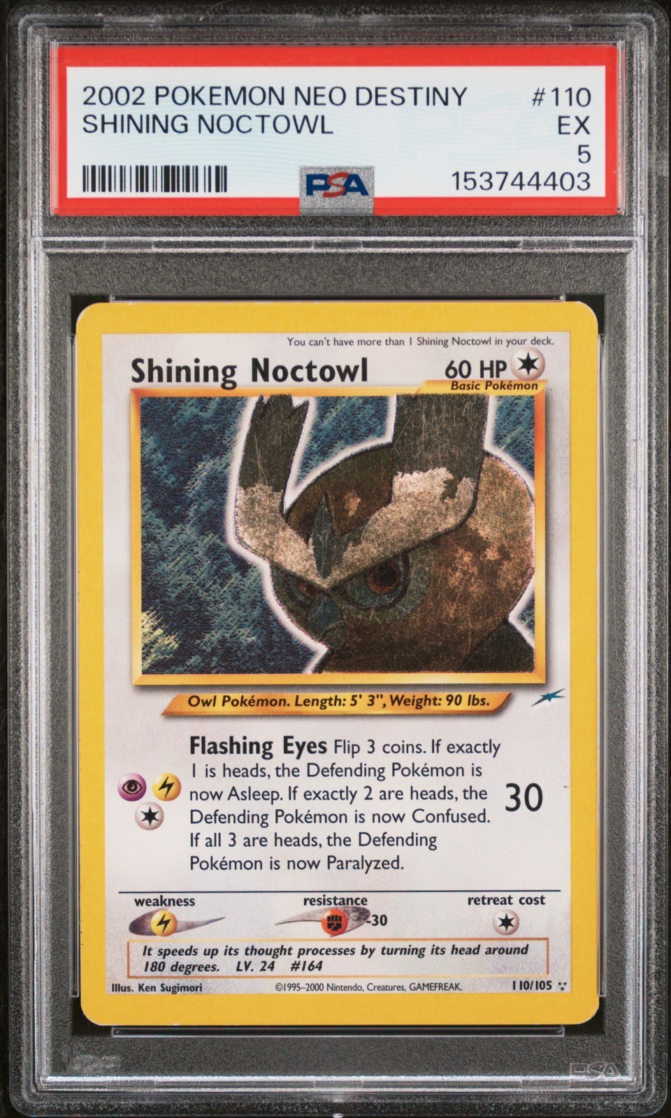 Shining Noctowl 110/105 Neo Destiny Holo PSA 5 New Cert Shining Noctowl 110/105 Neo Destiny Holo PSA 5 New Cert