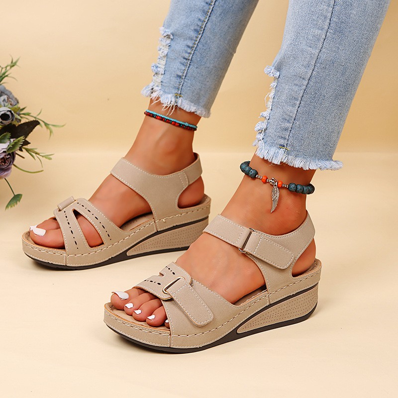 Women\'s Wedge Sandals Open Toe Platform Hook Loop Summer Casual Multi Colors