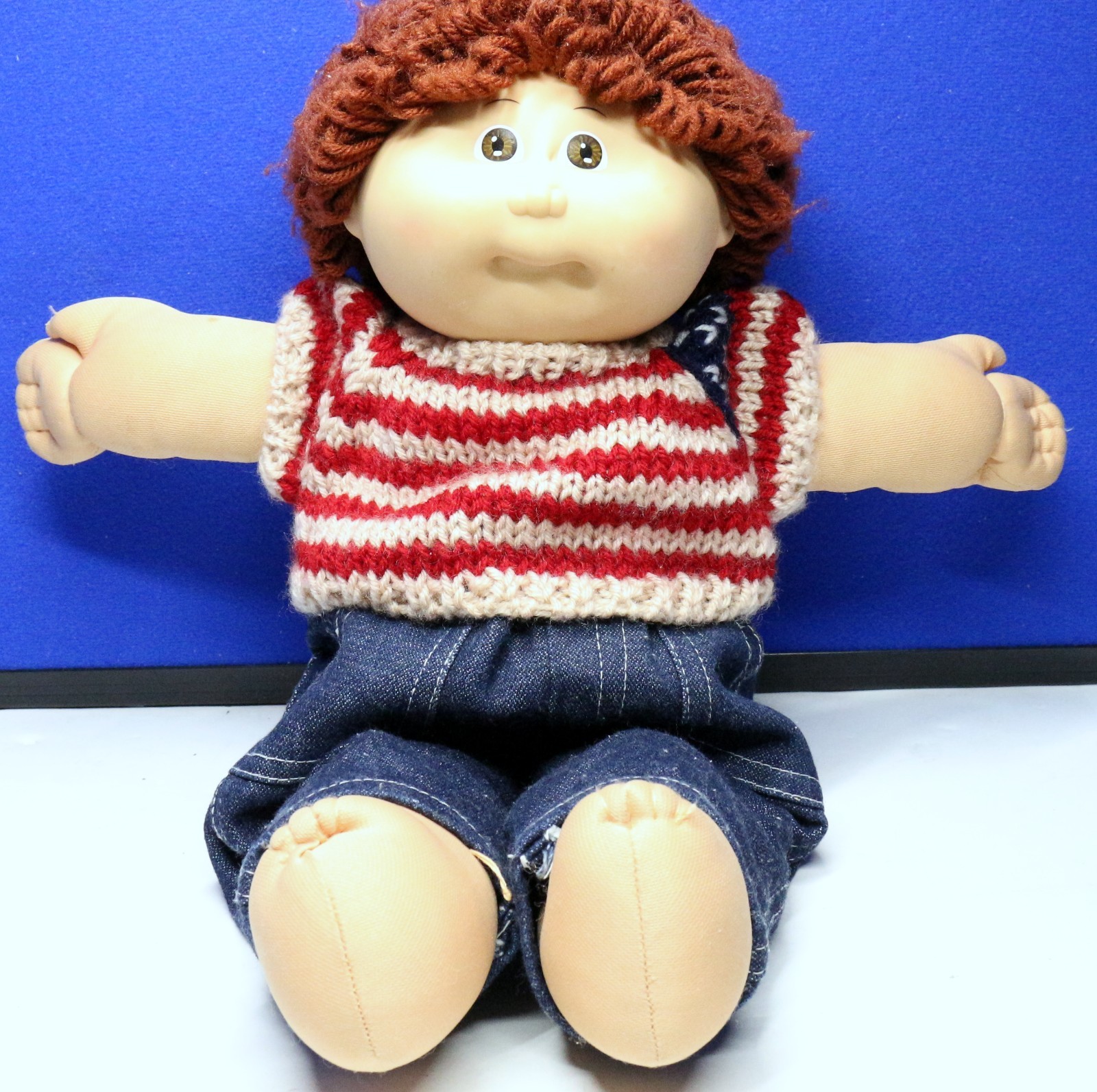 Vintage 1985 Coleco Cabbage Patch Kid Doll - Red Yarn Hair, Brown Eyes, Outfit
