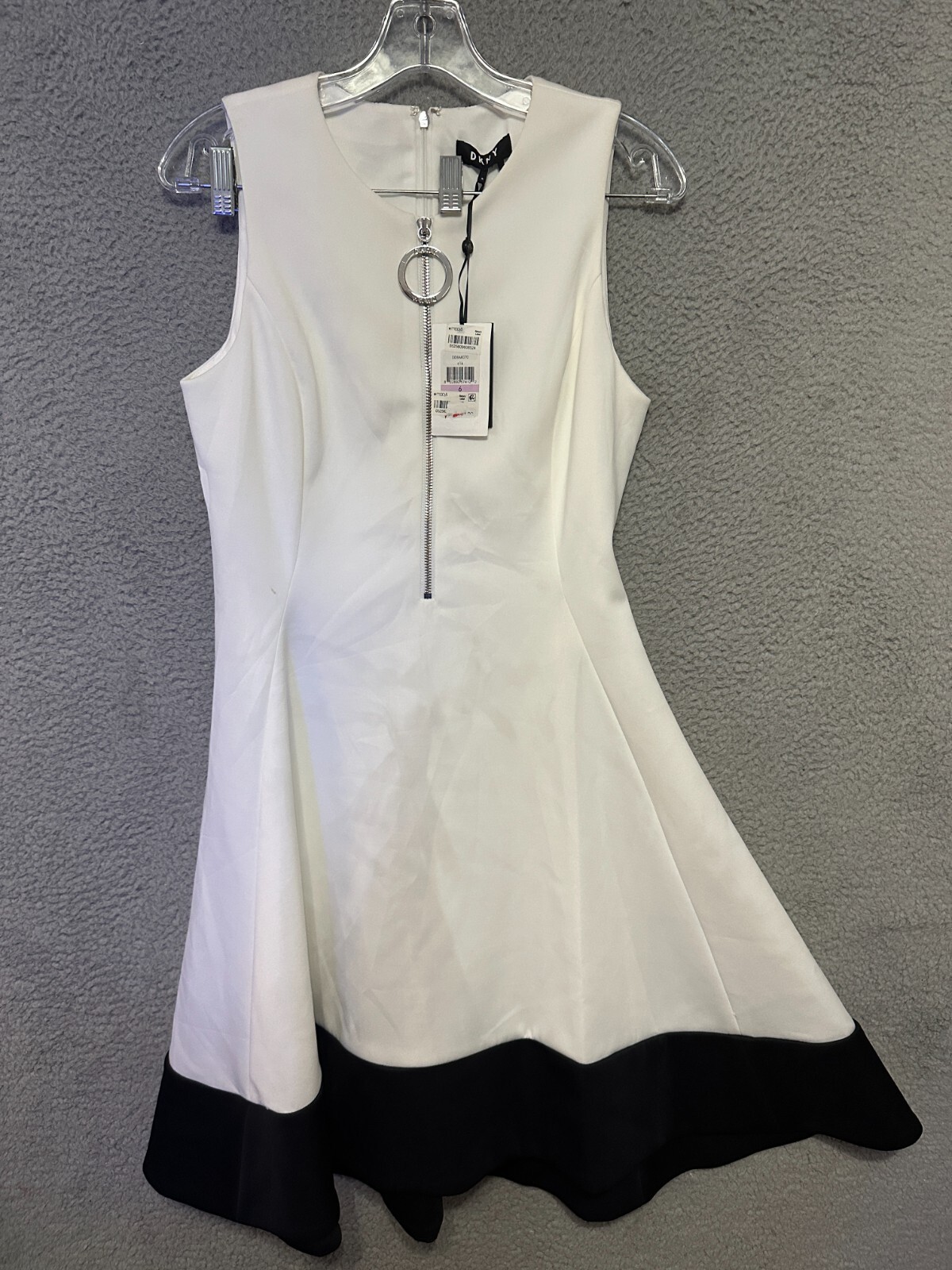 DKNY Black White Scuba Zippered Fit Flare Dress Womens 6 White Black Color Block DKNY Black White Scuba Zippered Fit Flare Dress Womens 6 White Black Color Block