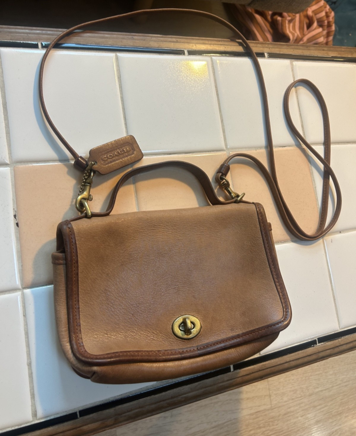 vintage coach leather bag brown casino made in new york full grain leather hide vintage coach leather bag brown casino made in new york full grain leather hide