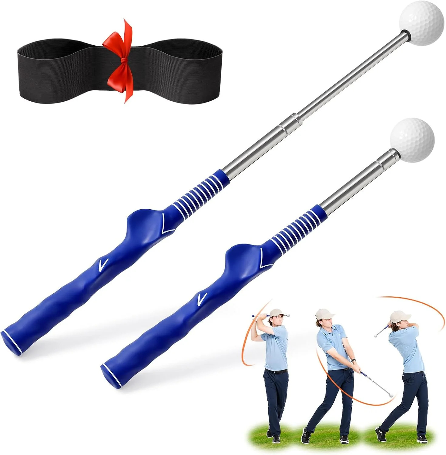 Retractable Golf Swing Trainer, Click Feedback with Arm Band for Golfers | Right