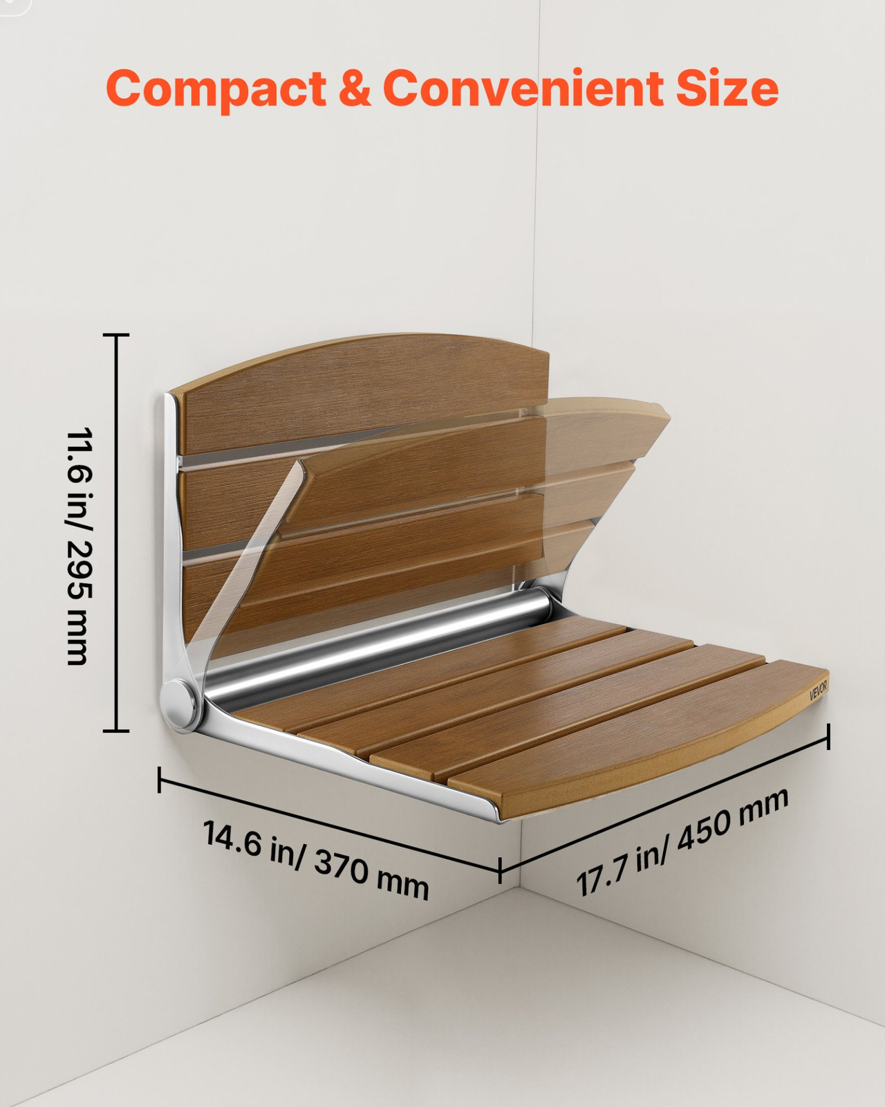 Foldable Shower Seat Wall Mounted, 400LBS Loading
