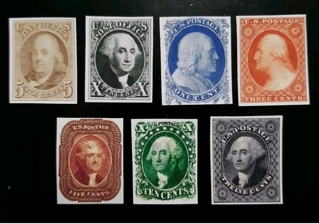 US Scott #1-17 1847-57 Early Imperforate Stamp Replica Set