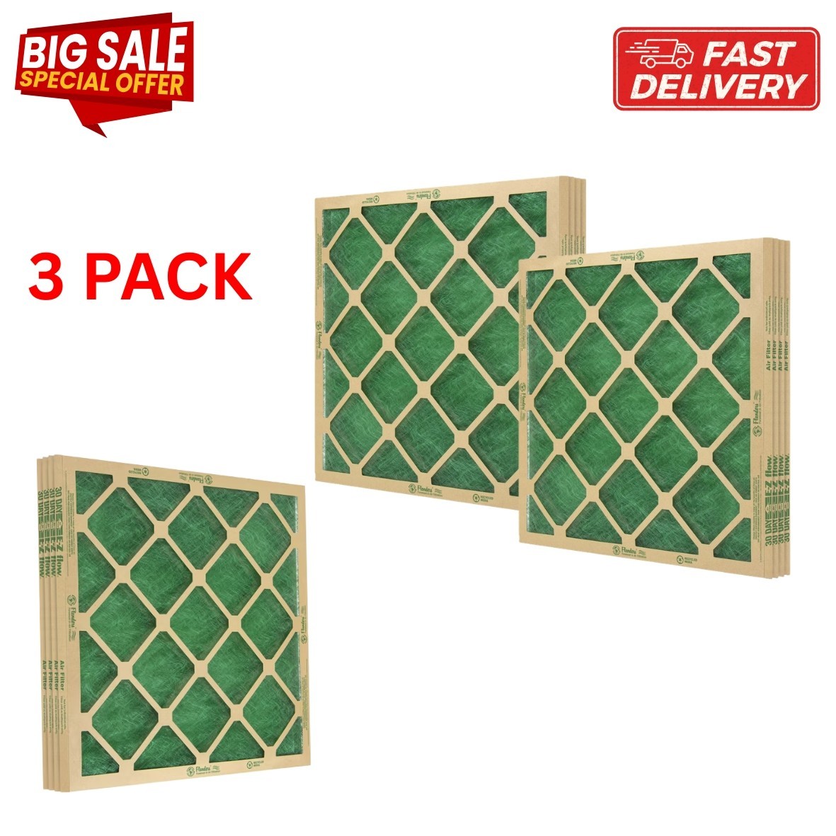 12 Pack Flanders Precisionaire Nested Glass Air Filter - 20\