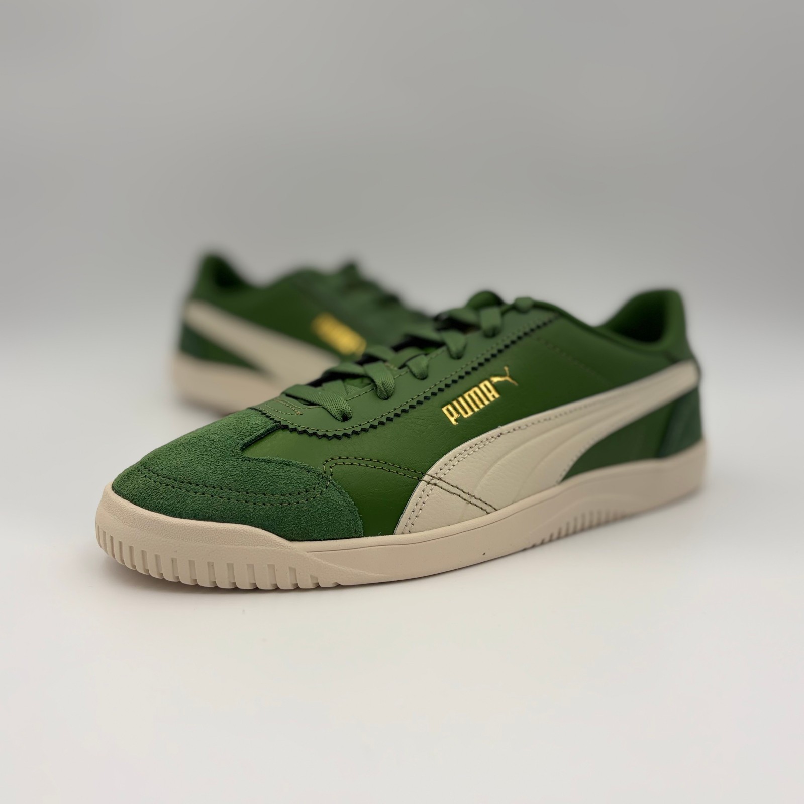 New Puma Club 5v5 Lux Mens Shoes Size 9.5 Archive Green Gold Sneaker 397449-07
