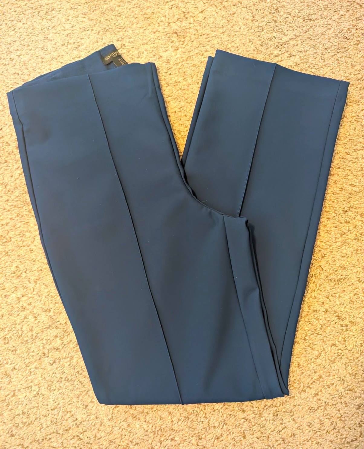 Christian Siriano New York Women\'s Blue Solid Flat Front Dress Pants, Regular