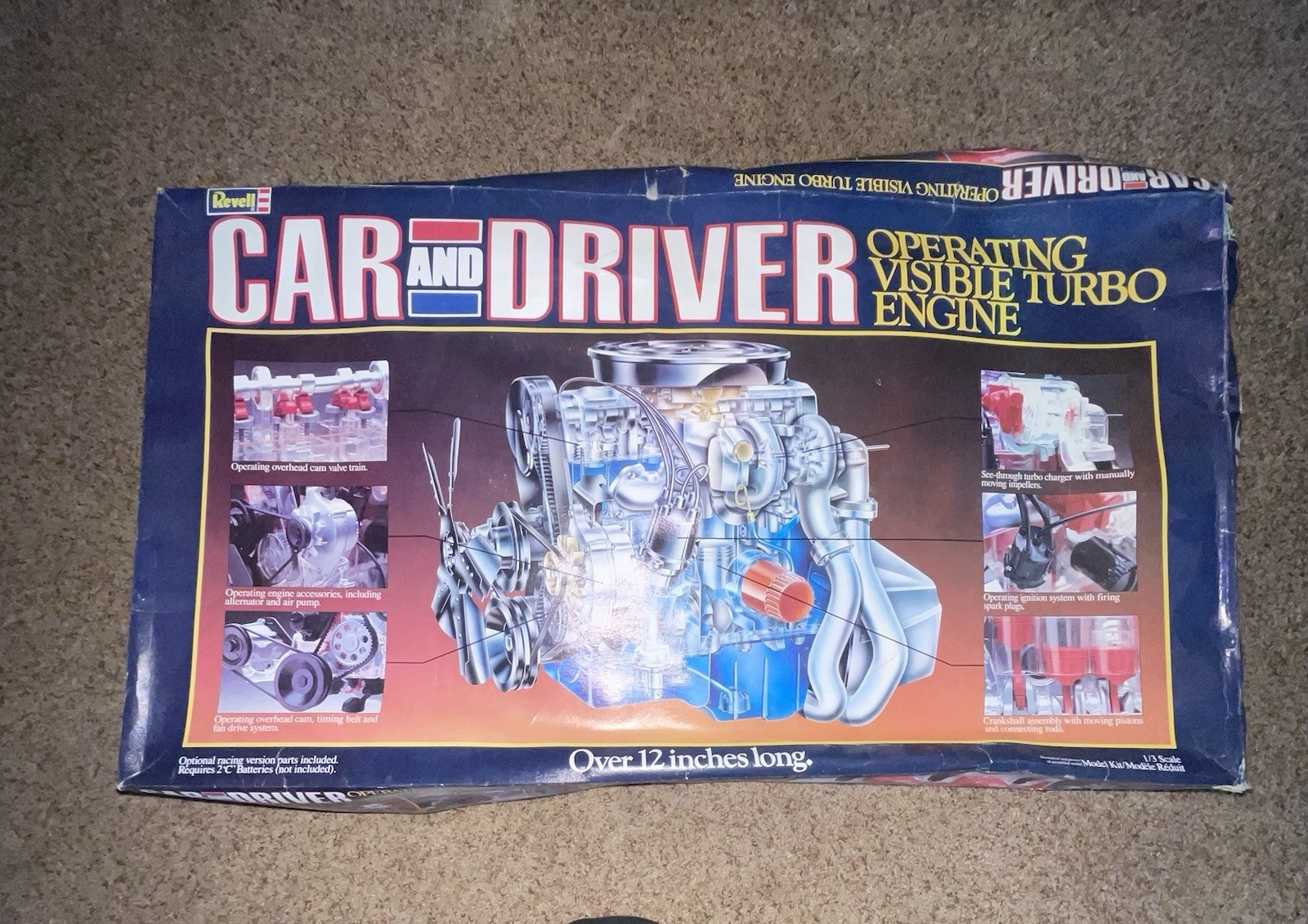 Vintage Revell Car and Driver Operating visible turbo engine 1985 USA open box Vintage Revell Car and Driver Operating visible turbo engine 1985 USA open box