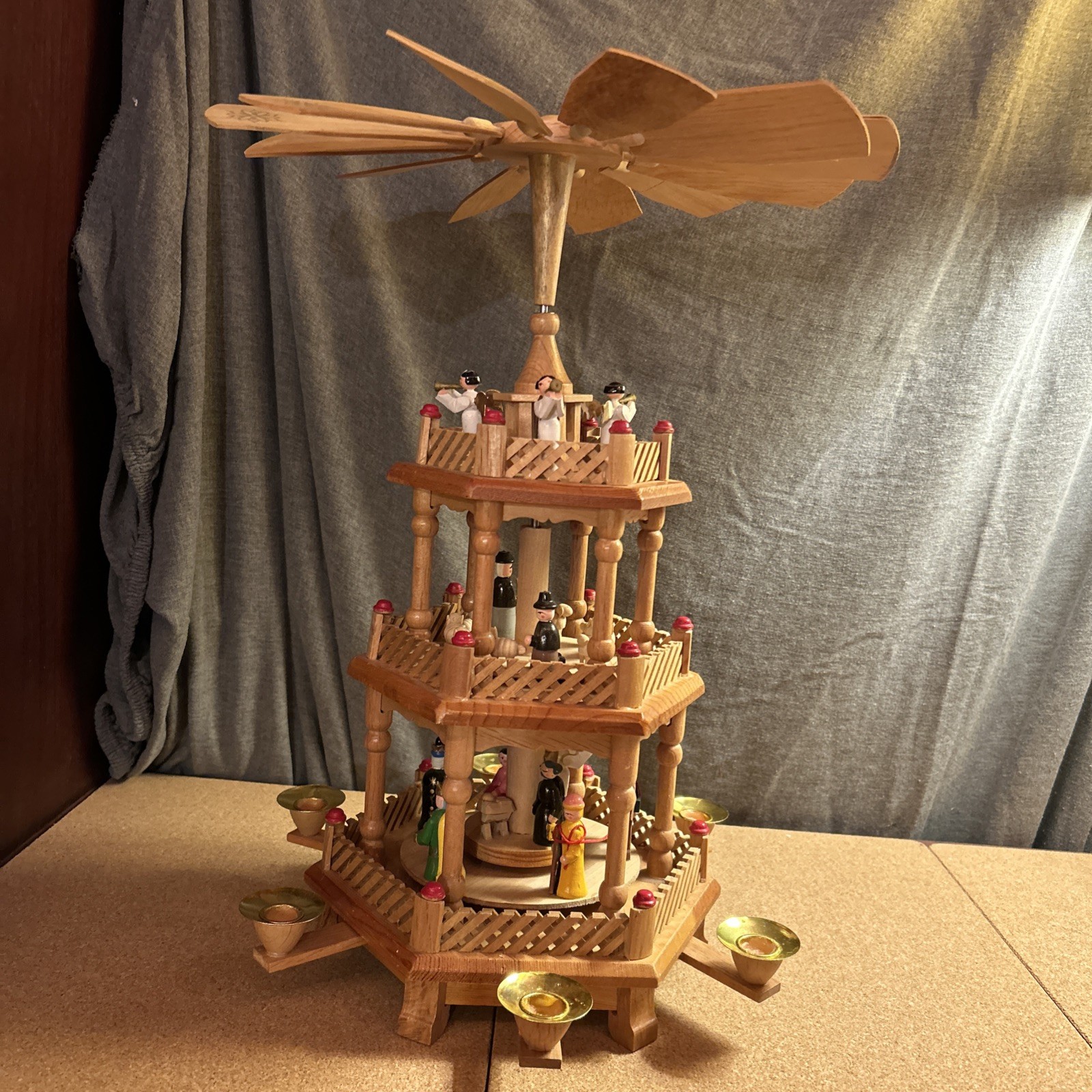 VTG Lillian Vernon 3-Tier Wooden Christmas Windmill Carousel Nativity Pyramid VTG Lillian Vernon 3-Tier Wooden Christmas Windmill Carousel Nativity Pyramid