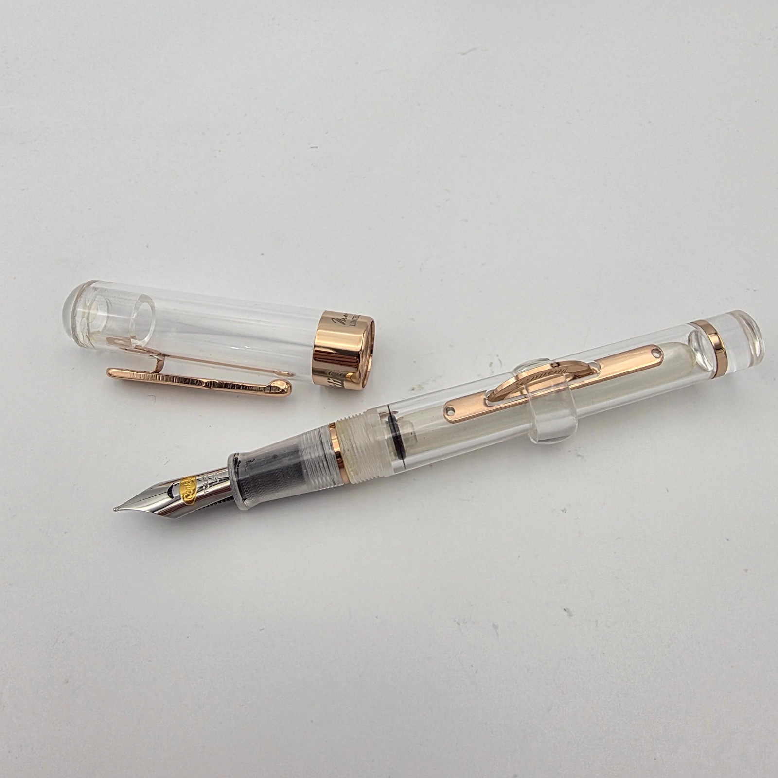 Conklin Limited Edition Mark Twain Demo Rose Gold Crescent Medium Fountain Pen