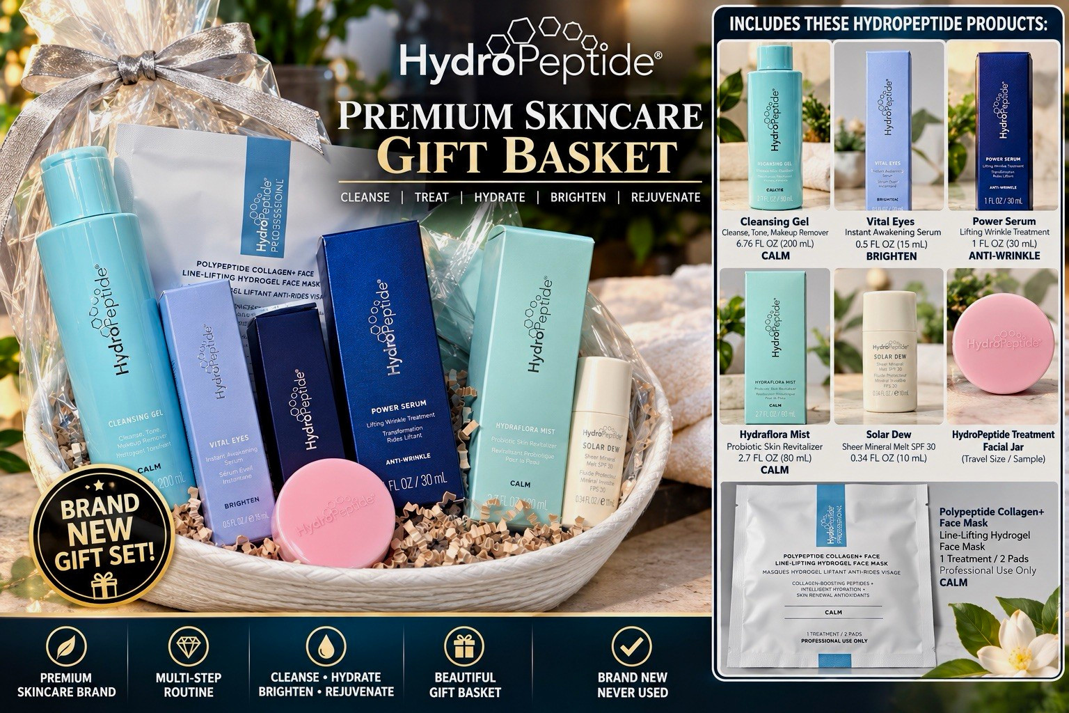 HydroPeptide Skincare Gift Basket Brand New $500+ Retail Value Luxury Set HydroPeptide Skincare Gift Basket Brand New $500+ Retail Value Luxury Set