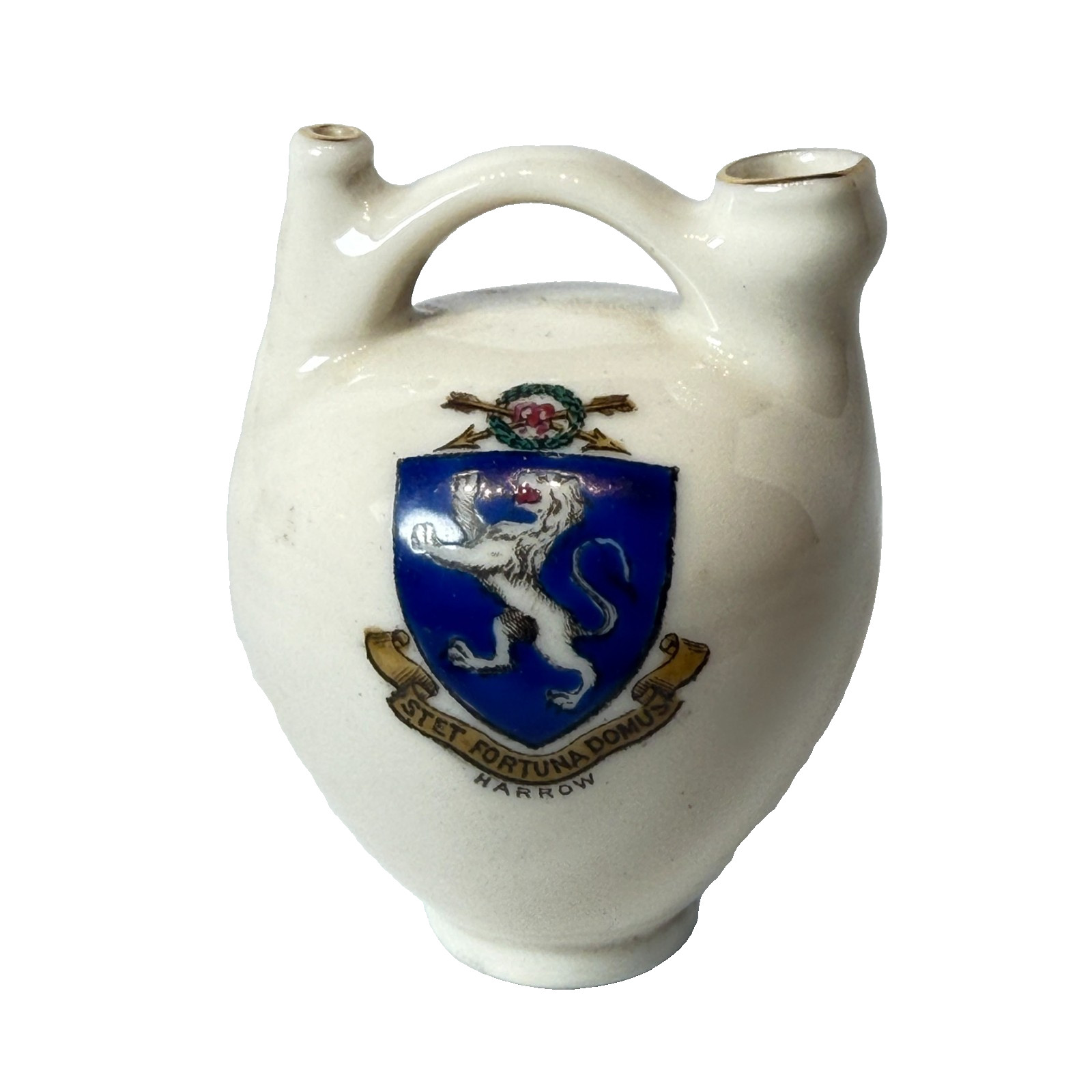 ANTIQUE Crested China HARROW ENGLAND UK MINI CRESTED-WARE TRINKET