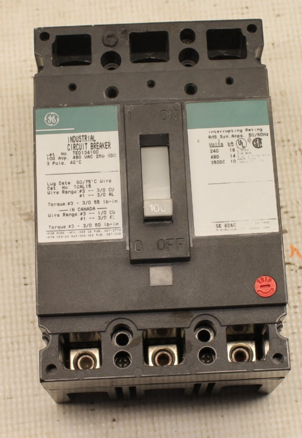 GE General Electric Circuit Breaker TED134100 3 Pole 100a GE General Electric Circuit Breaker TED134100 3 Pole 100a